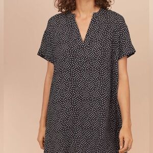 H&M | Black & White V-neck Floral Printed Short Sleeve Dress | Size 12